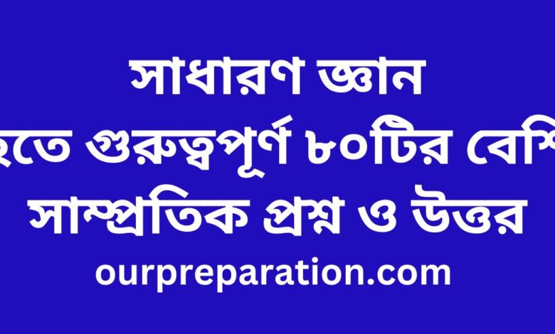 সাম্প্রতিক সাধারণ জ্ঞান সম্পর্কিত গুরুত্বপূর্ণ প্রশ্নোত্তর ২০২৪